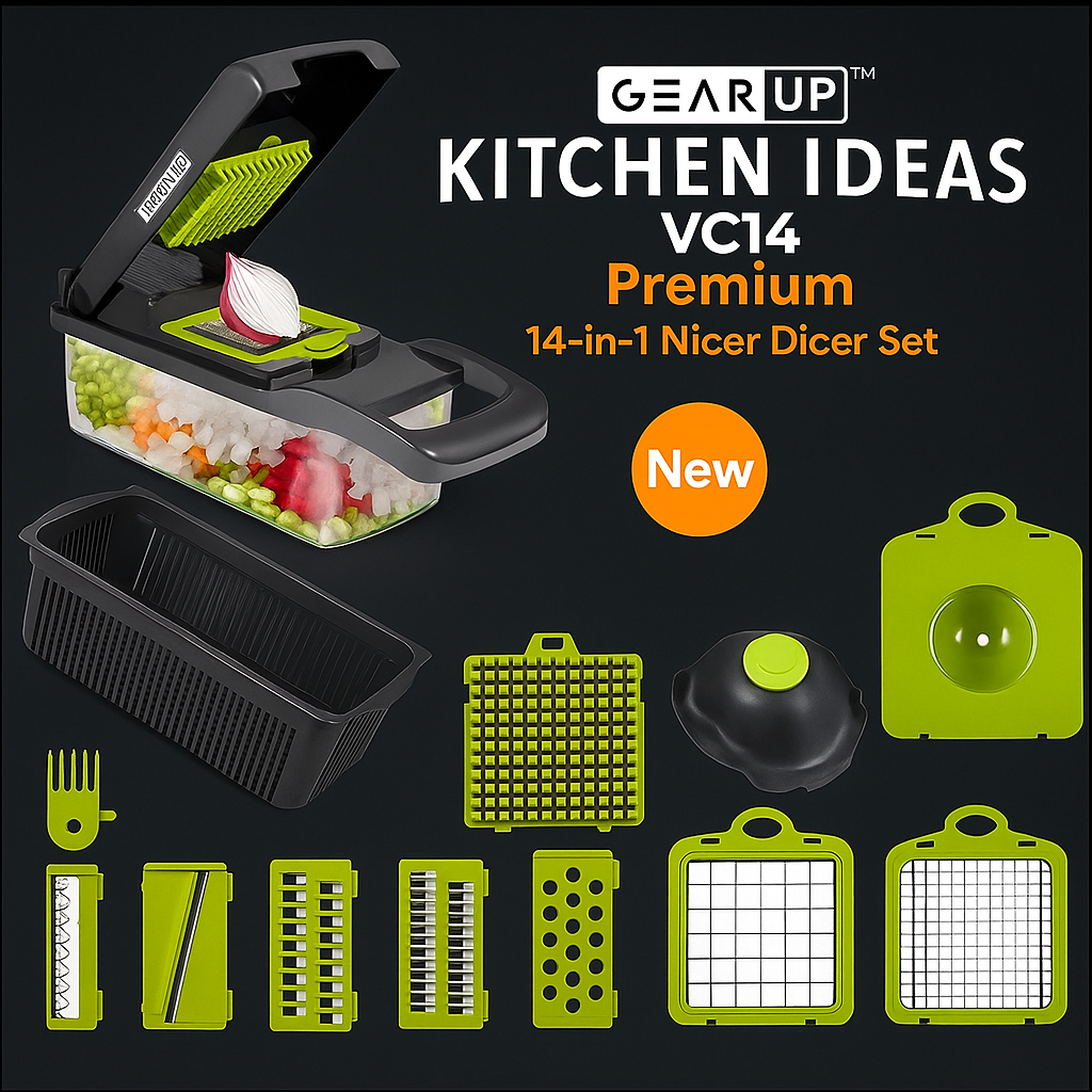 GearUP VC14 Premium 14-in-1 Vegetable and Fruits Multifuction Cutting Slicer Kitchen Tools